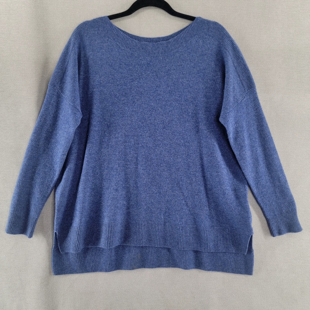 Cynthia Rowley Sweater 100% Cashmere Relaxed Boatneck Tunic Womens Medium Blue